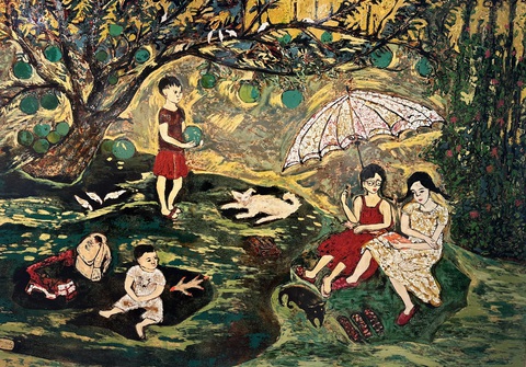 Tác phẩm sơn mài “Trong vườn” của họa sĩ Dương Thị Thúy Hiền Tác phẩm sơn mài “Trong vườn” của họa sĩ Dương Thị Thúy Hiền