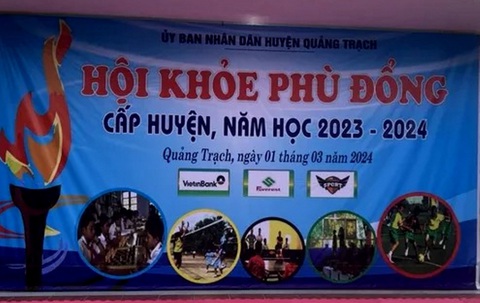 Nam sinh lớp 9 tử vong sau khi chạy 200m tại Hội khỏe Phù Đổng- Ảnh 1. Hội khỏe Phù Đổng do huyện Quảng Trạch tổ chức - Ảnh: T.H