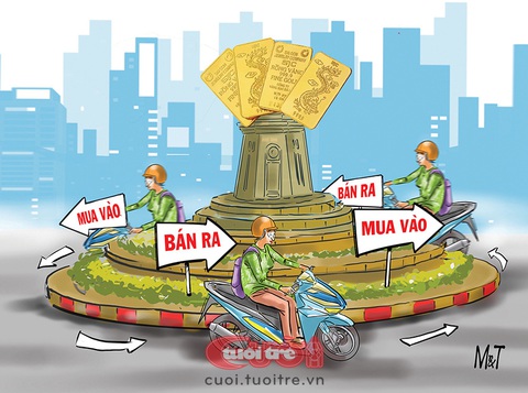 Chóng mặt với giá vàng- Ảnh 1. Chóng mặt với giá vàng - Tranh: Đỗ Minh Tuấn