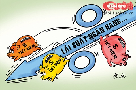 Loay hoay với 'tiền nhàn rỗi'- Ảnh 1. Lãi suất ngân hàng giảm sâu - Tranh: Hữu Lộc