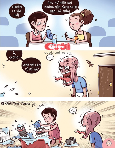 Một vụ đánh ghen kinh hoàng- Ảnh 1. Một vụ đánh ghen kinh hoàng - Tranh: Anh Trọc Comics