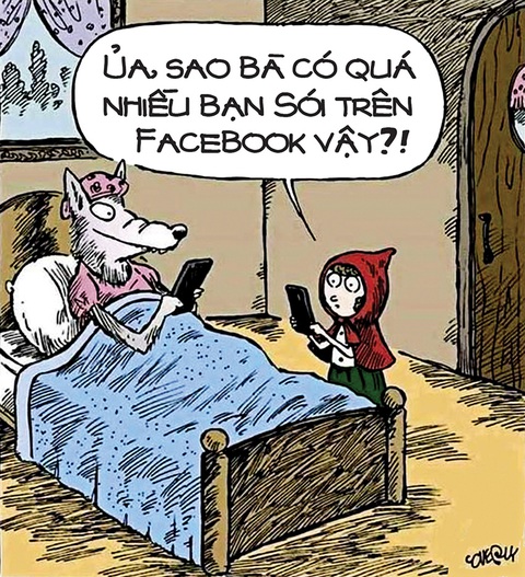 Khi cô bé quàng khăn đỏ vô… rừng Phây- Ảnh 3. Ngạc nhiên vì các bạn Phây của bà - tranh của họa sĩ Mỹ Dave Coverly.