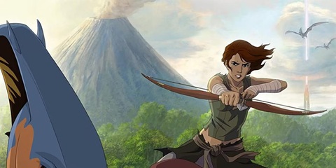 Phim hoạt hình chuyển thể từ game 'Ark: The Animated Series' bất ngờ xuất hiện trên Paramount+- Ảnh 3. Helena Walker - người thấy mình được hồi sinh trên một hòn đảo nguyên sinh bí ẩn có nhiều quái vật thời tiền sử sinh sống.