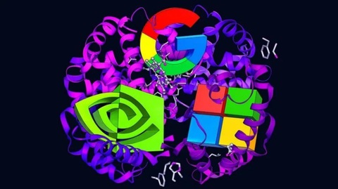 Sinh học số: Cuộc cách mạng giúp con người trẻ khỏe- Ảnh 1. Các ông lớn công nghệ như Nvidia, Google và Microsoft đổ hàng tỉ USD vào phát triển công nghệ sinh học - Ảnh: FORBES
