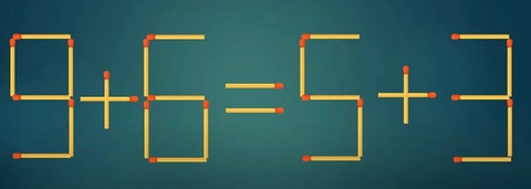 Thử tài IQ: Di chuyển một que diêm để 9+6=5+3 thành phép tính đúng- Ảnh 1.
