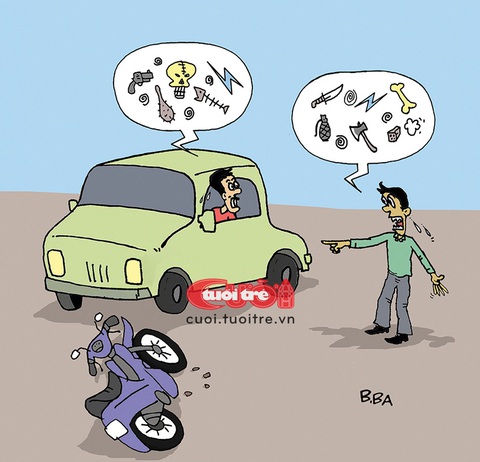 Văn hóa giao thông: Chưa 'va' đã 'chạm'- Ảnh 2. Biếm họa của B.Ba