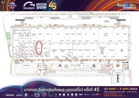 Bangkok Motor Show 2024: Quầy bar VinFast và hàng loạt xe hot dự kiến đến Việt Nam lộ diện- Ảnh 3. Theo sơ đồ mà ban tổ chức cung cấp, gian hàng của VinFast nằm kế bên hãng xe Trung Quốc NETA. Với diện tích 629m2, gian hàng của VinFast hơi nhỏ nếu so với không gian trưng bày của các hãng lớn.