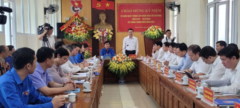 Thiếu cán bộ Đoàn trầm trọng, hoạt động Đoàn ở Thanh Hóa gặp khó khăn- Ảnh 1. Toàn cảnh buổi làm việc - Ảnh: HÀ ĐỒNG