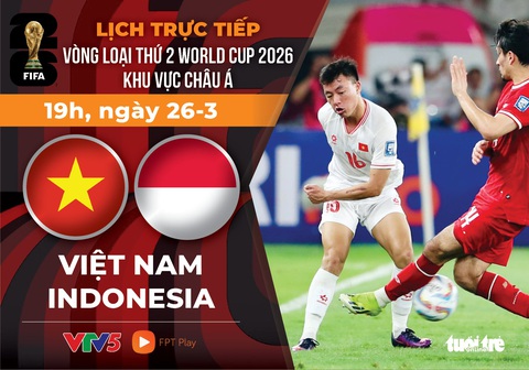 Lịch trực tiếp Việt Nam đấu Indonesia ở vòng loại World Cup 2026- Ảnh 1. Lịch trực tiếp Việt Nam đấu Indonesia ở vòng loại World Cup 2026 - Đồ họa: AN BÌNH