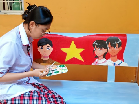 Học sinh Trường Ernst Thalmann trổ tài Học sinh Trường THPT Ernst Thalmann và thành quả của mình - Ảnh: nhà trường cung cấp