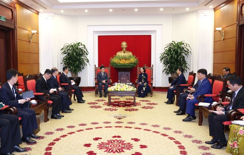 Thường trực Ban Bí thư Trương Thị Mai tiếp đoàn đại biểu Đảng Lao động Triều Tiên- Ảnh 2. Toàn cảnh cuộc tiếp ngày 26-3 - Ảnh: TTXVN
