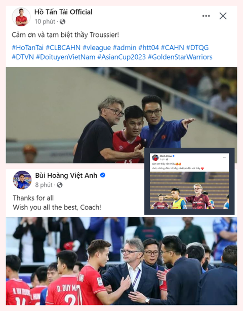 Hùng Dũng, Bùi Hoàng Việt Anh tri ân HLV Troussier- Ảnh 1. Một vài tuyển thủ tri ân HLV Troussier trên mạng xã hội - Ảnh: CHỤP MÀN HÌNH