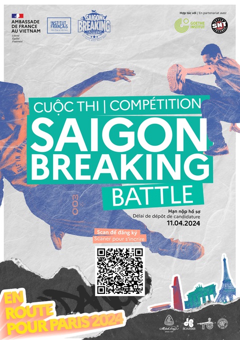 Poster cuộc thi Saigon Breaking Battle - Đường tới Paris 2024 - Ảnh: Viện Pháp Poster cuộc thi Saigon Breaking Battle - Đường tới Paris 2024 - Ảnh: Viện Pháp TP.HCM