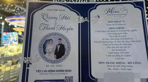 'Lộ' thực đơn tiệc cưới Quang Hải, có 1 món tưởng lạ mà lại quen- Ảnh 4. Thực đơn tiệc cưới chính thức dành đãi 1.200 khách mời của Quang Hải - Chu Thanh Huyền