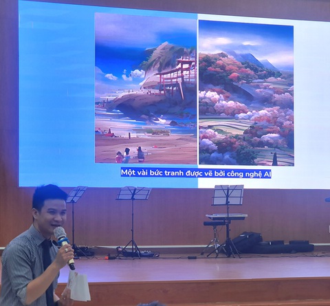 Đề thi Văn hay chữ tốt khiến học sinh 'hết bất ngờ này đến bất ngờ khác'- Ảnh 3. Ban tổ chức công bố bức tranh do AI thực hiện