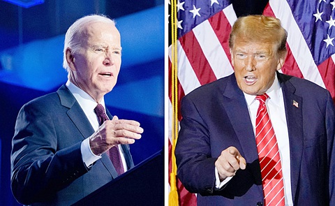 Tổng thống Mỹ Joe Biden và cựu tổng thống Donald Trump được dự đoán sẽ tái đấu vào cuối năm 2024 - Ảnh: AFP Tổng thống Mỹ Joe Biden và cựu tổng thống Donald Trump được dự đoán sẽ tái đấu vào cuối năm 2024 - Ảnh: AFP