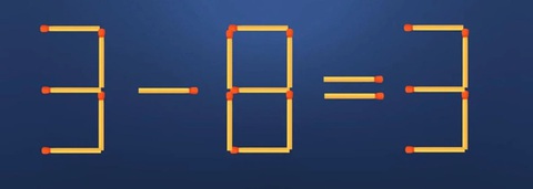 Thử tài IQ: Di chuyển một que diêm để 3-8=3 thành phép tính đúng- Ảnh 1. Thử tài IQ: Di chuyển một que diêm để 3-8=3 thành phép tính đúng- Ảnh 1.