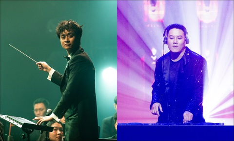 Nhạc trưởng Dustin Tiêu và DJ - nhà sản xuất âm nhạc Huy Ngô kết hợp trong chương trình - Ảnh: BTC Nhạc trưởng Dustin Tiêu và DJ - nhà sản xuất âm nhạc Huy Ngô kết hợp trong chương trình - Ảnh: BTC