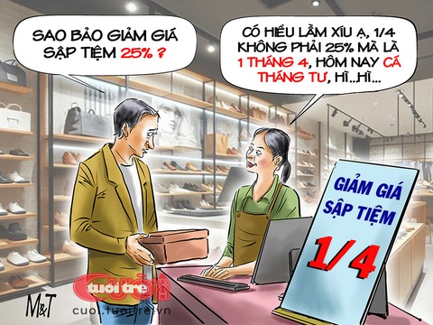 Khách hàng khiếu nại chiêu giảm giá sập sàn- Ảnh 1. Khách hàng khiếu nại chiêu giảm giá sập sàn - Tranh: Đỗ Minh Tuấn