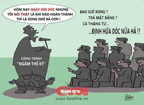 Nói thật trong ngày nói dóc- Ảnh 1. Nói thật trong ngày nói dóc - Biếm họa của Bùi Thanh Tâm