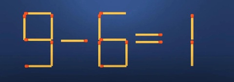 Thử tài IQ: Di chuyển một que diêm để 9-6=1 thành phép tính đúng- Ảnh 1. Thử tài IQ: Di chuyển một que diêm để 9-6=1 thành phép tính đúng- Ảnh 1.