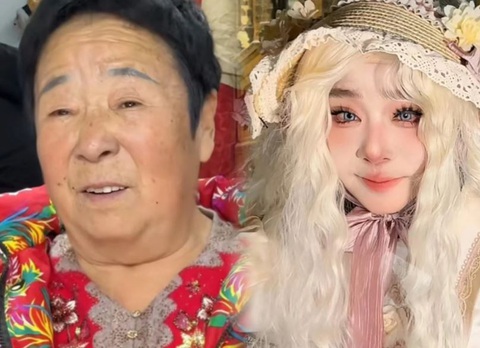 Cụ bà 72 tuổi được thợ trang điểm hóa thành tiên nữ- Ảnh 1. Cụ bà Tian được Tuzi