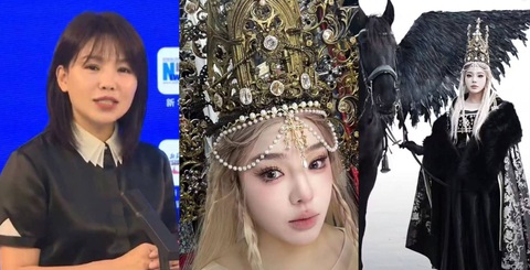 Cụ bà 72 tuổi được thợ trang điểm hóa thành tiên nữ- Ảnh 2. Du Bo, nhân viên du lịch (46 tuổi), được hóa trang thành "Nữ hoàng bóng tối".