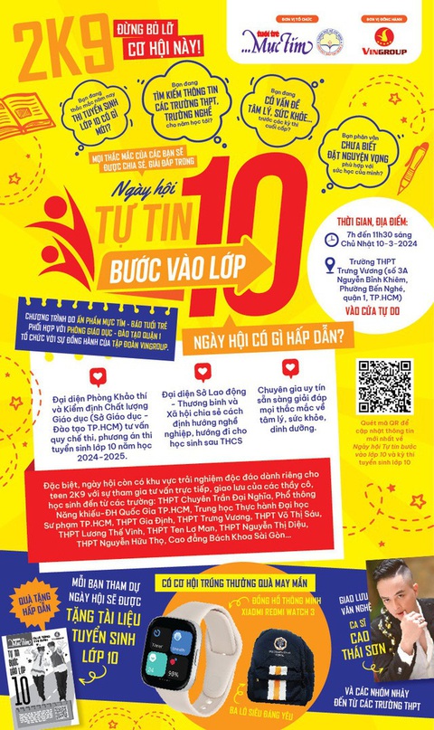 Ngày hội Tự tin bước vào lớp 10 sẵn sàng chào đón học sinh, phụ huynh- Ảnh 2. Poster ngày hội Tự tin bước vào lớp 10 - Ảnh: MỰC TÍM