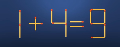 Thử tài IQ: Di chuyển một que diêm để 1+4=9 thành phép tính đúng- Ảnh 1. Thử tài IQ: Di chuyển một que diêm để 1+4=9 thành phép tính đúng- Ảnh 1.