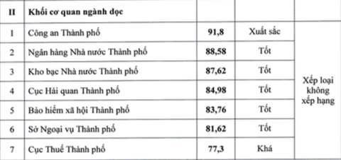 TP.HCM: Quận Bình Tân xếp hạng nhất trong cải cách hành chính năm 2023- Ảnh 6. Xếp hạng chỉ số Par Index khối ngành dọc