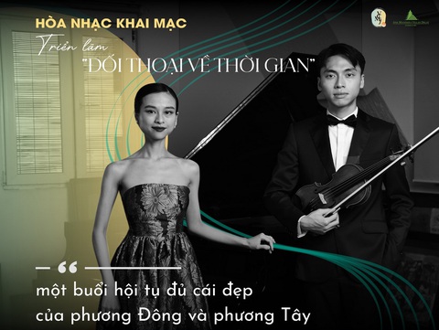 Cháu danh họa Nguyễn Tư Nghiêm kết hợp hòa nhạc với triển lãm tranh- Ảnh 1. Hòa nhạc khai mạc là buổi trình diễn song tấu giữa Trần Lê Bảo Quyên và em trai - nghệ sĩ violin Trần Lê Quang Tiến
