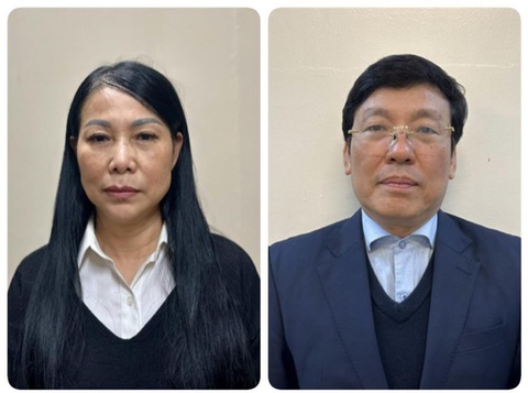 Bắt bí thư Tỉnh ủy Vĩnh Phúc Hoàng Thị Thúy Lan và chủ tịch UBND tỉnh Lê Duy Thành- Ảnh 2. Bà Hoàng Thị Thúy Lan và ông Lê Duy Thành tại cơ quan điều tra - Ảnh: Bộ Công an