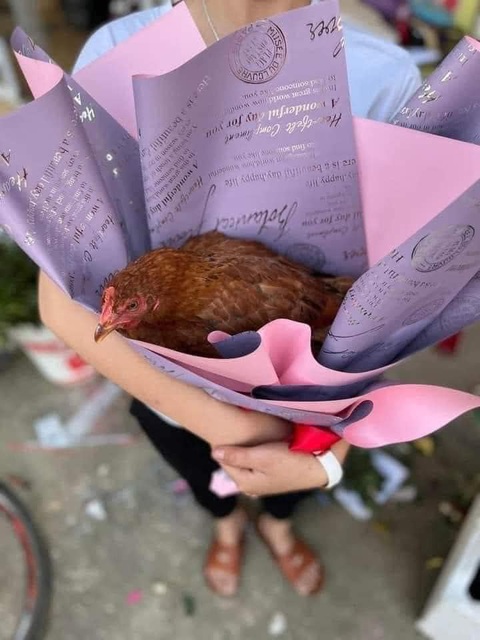 Hội chị em 'bóc trần' quà 8-3 của những anh chàng lầy lội- Ảnh 2. Ngày 8-3 anh tặng em con gà...