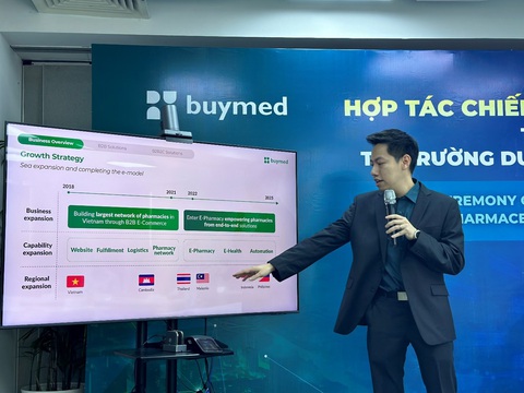 Buymed hợp tác chiến lược với Sanofi Việt Nam- Ảnh 2. Ông Vương Đình Vũ, Co-Founder Buymed phát biểu chia sẻ tại lễ ký kết - Ảnh: Buymed