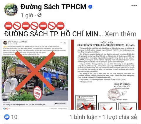 Fanpage Đường sách TP.HCM đăng thông tin cảnh báo tài khoản giả mạo Fanpage Đường sách TP.HCM đăng thông tin cảnh báo tài khoản giả mạo