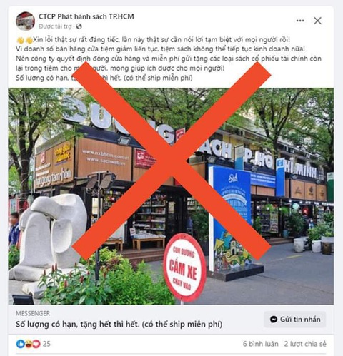 Tài khoản giả mạo ngang nhiên sử dụng hình ảnh ở Đường sách TP.HCM và tung thông tin thất thiệt - Ảnh: Đường sách TP.HCM cung cấp Tài khoản giả mạo ngang nhiên sử dụng hình ảnh ở Đường sách TP.HCM và tung thông tin thất thiệt - Ảnh: Đường sách TP.HCM cung cấp