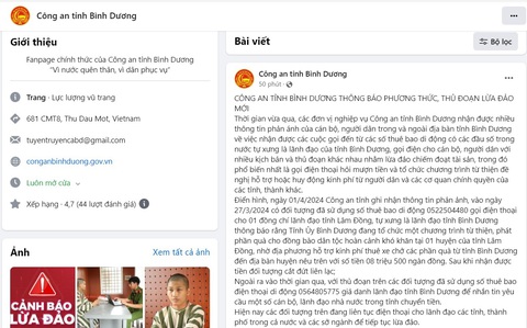 Thông tin về các cuộc gọi mạo danh lãnh đạo được Công an tỉnh Bình Dương đăng tải cả trên fanpage chính thức để cảnh báo - Ảnh: B.S. chụp màn hình. Thông tin về các cuộc gọi mạo danh lãnh đạo được Công an tỉnh Bình Dương đăng tải cả trên fanpage chính thức để cảnh báo - Ảnh: B.S. chụp màn hình