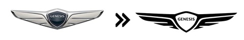 Hàng chục hãng xe đổi logo, đơn giản hóa về dạng 2D- Ảnh 4. Genesis (2023): Dù có tuổi đời rất trẻ, Genesis vẫn kịp đổi logo một lần vào năm 2023. Như những hãng xe quốc tế khác, logo mới của Genesis mang giao diện phẳng đen - trắng - Ảnh: Motor1