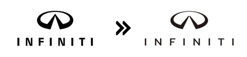 Hàng chục hãng xe đổi logo, đơn giản hóa về dạng 2D- Ảnh 6. Infiniti (2023): Logo mới của Infiniti nhìn như được kéo giãn từ logo cũ. Logo chính phía trên giờ không còn khép kín - Ảnh: Motor1