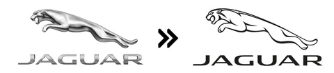Hàng chục hãng xe đổi logo, đơn giản hóa về dạng 2D- Ảnh 7. Jaguar (2021): Chú báo biểu tượng của Jaguar bị phẳng hóa vào năm 2021, tương tự là tên hãng ngay bên dưới - Ảnh: Motor1