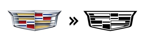Hàng chục hãng xe đổi logo, đơn giản hóa về dạng 2D- Ảnh 18. Cadillac (2021): Cadillac đã mạnh tay làm lại logo của mình vào 2 năm trước, khi toàn bộ màu sắc bên trong đã bị loại bỏ và thay bằng các tông xám - đen - trắng. Giao diện 3D cũng được thay bằng loại 2D đơn giản hơn - Ảnh: Motor1