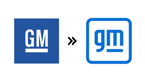 Hàng chục hãng xe đổi logo, đơn giản hóa về dạng 2D- Ảnh 21. GM (2021): GM cập nhật logo bằng phông nền mới, đồng thời khối vuông bên ngoài cũng được cách điệu hơn đáng kể nhờ cách phối màu mới. Dấu gạch chân nay chỉ còn đặt dưới chữ M - Ảnh: Motor1