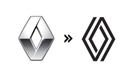 Hàng chục hãng xe đổi logo, đơn giản hóa về dạng 2D- Ảnh 30. Renault (2021): Logo 3D của Renault chuyển sang dùng giao diện 2D cách điệu tạo thành từ 2 đường kẻ vào năm 2021 - Ảnh: Motor1