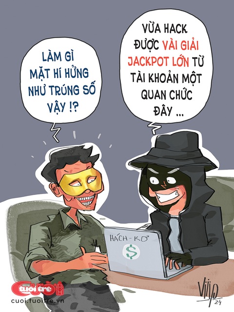 Giải jackpot ở quanh ta- Ảnh 1. Giải jackpot ở quanh ta - Tranh biếm họa của Viiip