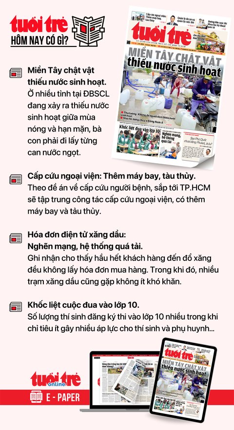 Tin tức chính trên Tuổi Trẻ nhật báo hôm nay 30-3. Để đọc Tuổi Trẻ báo in phiên bản E-paper, mời bạn đăng ký Tuổi Trẻ Sao TẠI ĐÂY https://sso.tuoitre.vn/dang-ky-tuoi-tre-sao Tin tức chính trên Tuổi Trẻ nhật báo hôm nay 2-4. Để đọc Tuổi Trẻ báo in phiên bản E-paper, mời bạn đăng ký Tuổi Trẻ Sao TẠI ĐÂY
