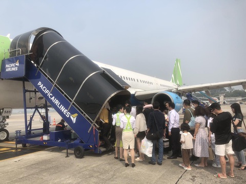 Không còn máy bay, Pacific Airlines làm dịch vụ mặt đất cho Bamboo Airways- Ảnh 1. Pacific Airlines phục vụ mặt đất cho Bamboo Airways tại Nội Bài - Ảnh: PA