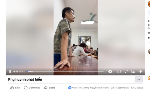 Clip dài gần 6 phút của phụ huynh tại Bắc Giang nói về việc trường định hướng nghề quá sớm nhận được hàng triệu view trên Facebook - Ảnh chụp màn hình: HÀ QUÂN Clip dài gần 6 phút của phụ huynh tại Bắc Giang nói về việc trường định hướng nghề quá sớm nhận được hàng triệu view trên Facebook - Ảnh chụp màn hình: HÀ QUÂN