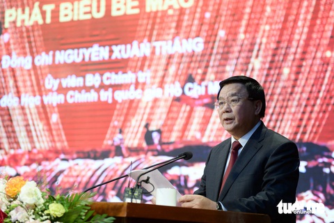 Quyết chiến, quyết thắng trên mảnh đất Điện Biên anh hùng- Ảnh 4. Chủ tịch Hội đồng Lý luận Trung ương Nguyễn Xuân Thắng - Ảnh: NAM TRẦN