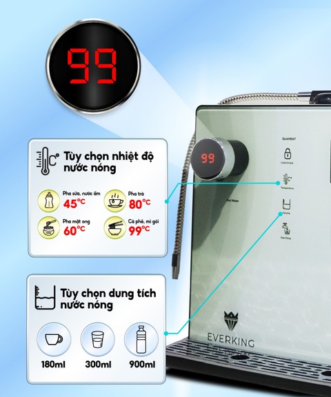 Máy lọc nước ion kiềm EVERKING EKDeluxePlus tích hợp nước nóng tùy chọn nhiệt độ- Ảnh 2. Máy lọc nước ion kiềm EVERKING EKDeluxePlus tích hợp nước nóng tùy chọn nhiệt độ- Ảnh 2.