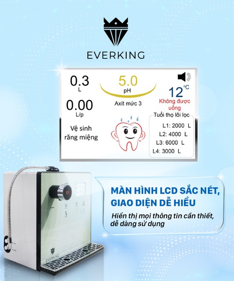 Máy lọc nước ion kiềm EVERKING EKDeluxePlus tích hợp nước nóng tùy chọn nhiệt độ- Ảnh 4. Máy lọc nước ion kiềm EVERKING EKDeluxePlus tích hợp nước nóng tùy chọn nhiệt độ- Ảnh 4.